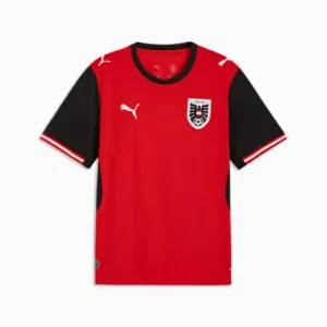 Front view of authentic Austria 2026 World Cup home soccer jersey player version with slim fit