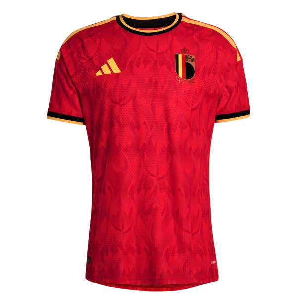 Front view of authentic Belgium 2026 World Cup home soccer jersey player version with slim fit
