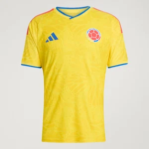 Front view of authentic Colombia 2026 World Cup home soccer jersey player version with slim fit