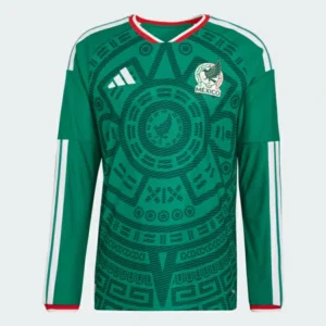 Long sleeve Mexico 2026 World Cup home soccer jersey front view.