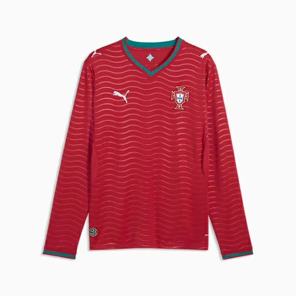 Long sleeve Portugal 2026 World Cup home soccer jersey front view.