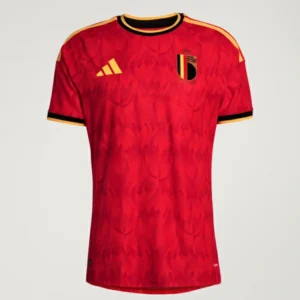 Front view of authentic Belgium 2026 World Cup home soccer jersey player version with slim fit