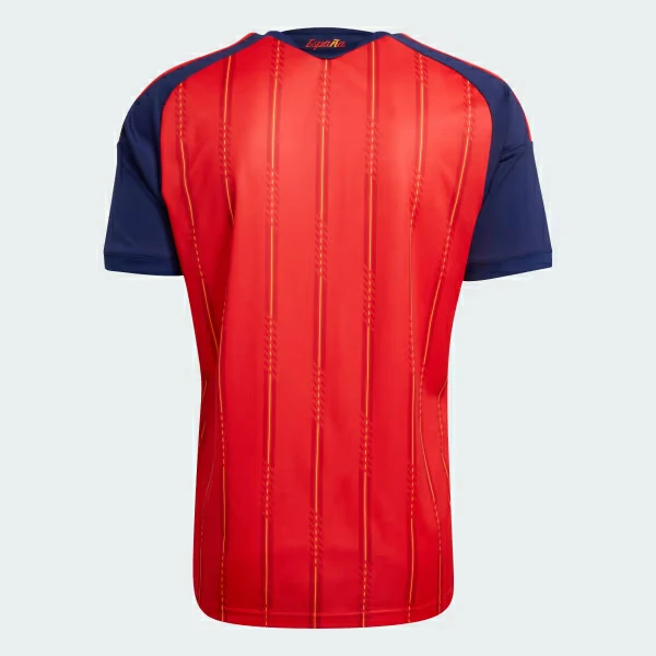 Back view of standard fit Spain home soccer jersey fan edition.