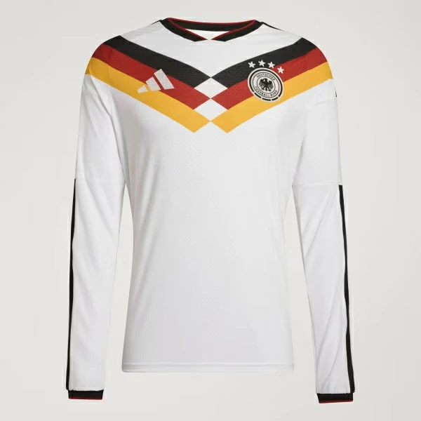 Long sleeve Germany 2026 World Cup home soccer player jersey front view.