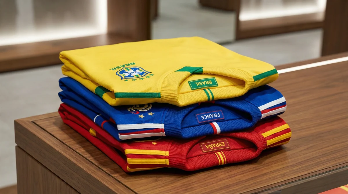 Bulk soccer jerseys stack ready for global shipping - wholesale football kits supplier