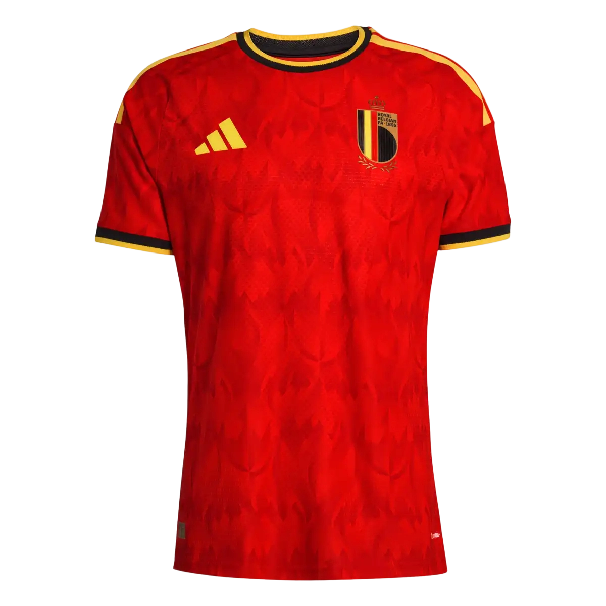 Front view of authentic Belgium 2026 World Cup home soccer jersey player version with slim fit